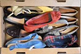 A quantity of ladies loafers and other flat shoes, to include tartan, suede, patent and mock-reptile