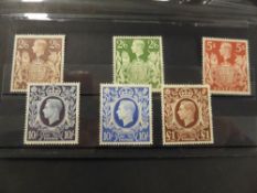 GB 1939-48 GVI HIGH VALUES, SET OF 6 UNMOUNTED MINT 10/- HAS BLOT ON SCROLL VARIETY Fine unmounted