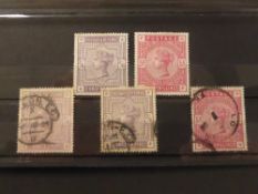 GREAT BRITAIN 1883 2s6d & 5sh MINT & USED IN CARD Card with a mint 2shilling and 6d along with 5