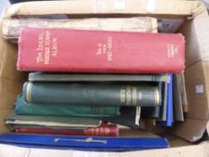 WORLDWIDE STAMP COLLECTIONS in 13 VOLUMES + FOLDERS AND LOOSE Box with a dozen varied volumes