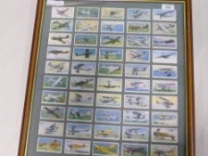 CIGARETTE CARDS 1938 PLAYERS AIRCRAFT OF THE RAF FULL SET OF 50 FRAMED Framed set of the 50 Aircraft