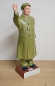 A Large Chinese Maoist/cultural revolution coloured bisque porcelain propaganda figure of Mao
