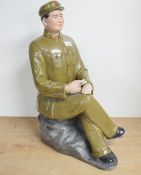 A large Chinese Maoist/Cultural revolution glazed bisque porcelain figure of Chairman Mao Zedong,