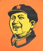 A 20th century Chinese Maoist hand-painted propaganda poster on canvas, Soviet style image, bust
