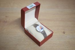 A Chinese stainless steel quartz movement wristwatch, produced to commemorate the 100th