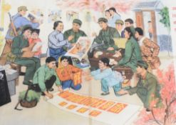 After Zhang Shixian (Chinese 20th century) 'A courtyard full of Spring colours' an original 1970's