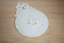 A decorative Chinese carved and pierced green stone Bi/Yubi Disc, of circular form with stylised