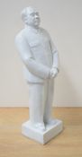 A Chinese Cultural Revolution/Maoist blanc-de-chine porcelain figure of Zhu De, modelled standing
