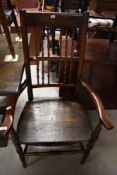 A Victorian stained frame carver chair , having bamboo style turned spindle backs, width approx.