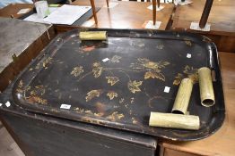 A large Victorian papier mache tray, approx. 78 x 59cm
