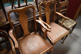 A pair of mid 20th Century vase back carver chairs