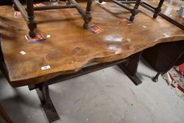 A rustic dining table, approx. 142 x 80cm, some signs of historical worm