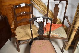 Three assorted antique chairs