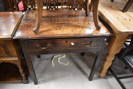 A 19th Century oak side table having single drawer, width approx. 80cm