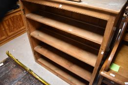 A Victorian stripped pine bookshelf, width approx. 114cm