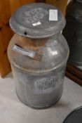 A vintage milk or similar churn, impressed marks for Chaplin D P Corp, Rochester, NY (New York)