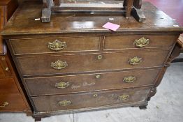 A 19th Century oak chest of two over three drawers, dimensions approx. W104 H88 D49cm