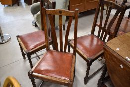 An early 20th Century twist gateleg dining table and set of four similar chairs, plus a similar
