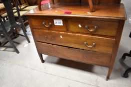 An Edwardian mahogany mirror door wardobe and dressing table base, robe dimensions approx. 190 x 120