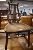 An interesting 19th Century stained frame chair having harp design to back, seat height approx.