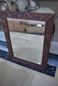 A 19th Century and later carved oak wall mirror, approx. 75 x 58cm