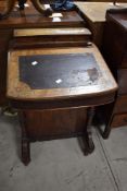 A Victorian walnut Davenport desk of typical design, width approx. 53cm (af)