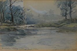 Samuel John Lamorna Birch (British 1869-1955) watercolour sketch, river scene, signed and dated 1948