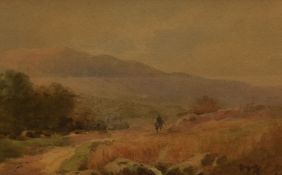 William Dean Barker R.C.A. (British 19th century) watercolour, figure on horseback within a Lakeland