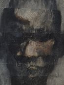 M.J Rollins (20th/21st Century) oil on canvas 'A Rumour of War' an interesting Brutalist inspired