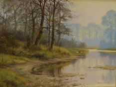 Martin Spencer Coleman (British b.1952) oil on canvas, attractive river scene with swans, signed