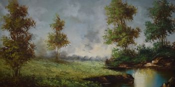 Alfred Dorini* (Italian 20th Century) oil on canvas, an attractive scene depicting dark skies and