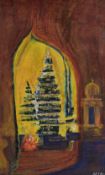 Akhter (Contemporary) oil on canvas, a colourful abstract depiction of what appears to be an
