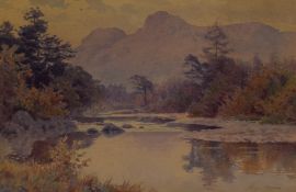 *Local Interest* Percy Mason (British 20th Century) Watercolour 'Langdale Pike from Valley', a