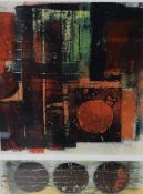 Patrick Smith (British Contemporary) Mono print 'Metro City' a layered abstract composition in