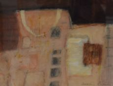 Salliann Putman (British 1937) Watercolour and Gouache 'Landscape Layers', an abstract study in