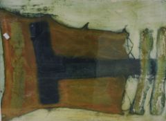 After Peter Wray (British 1950) Intaglio print 'Stretched Form Red & Green' , a bold abstract