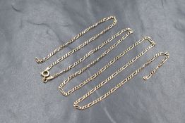 A 9ct gold broken figaro link chain, approx 5g