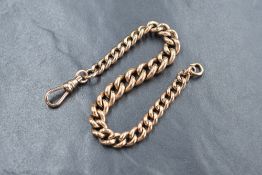 A 9ct rose gold graduated curb link bracelet, having a dog clip clasp, 19.5cm, all links marked