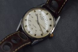 A vintage Rotary Incabloc 24 hour dial wristwatch, the champagne dial having baton and Arabic