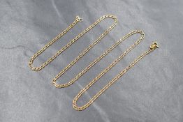 A 9ct gold double curb link chain of delicate form, approx 20' & 2g