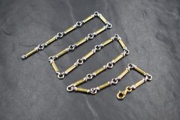 A 9ct white and yellow gold bar & loop link chain, approx 18' & 16.2g