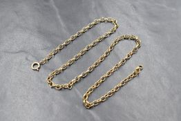 A 9ct gold belcher link chain, marked 9ct, 42cm, 8g