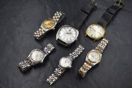 Six ladies & gents wrist watches including Seiko, Tissot, Eterna-matic Kon Tiki, & Bernex