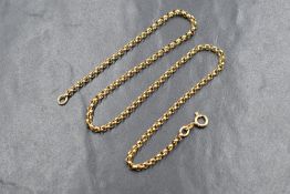A 9ct gold belcher link chain, marked 375, 39.5cm, 6.5g