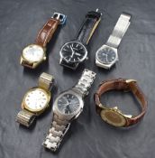 A selection of six gent's wrist watches including Accurist, Skagen, Sekonda, Citizen, Avia & Paul