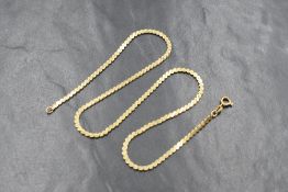 A 9ct gold snake link chain, approx 15' & 6.5g