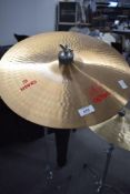 A Paiste 2002 15inch crash cymbal and stand