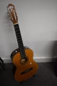 A traditional Spanish classical guitar, unlabelled