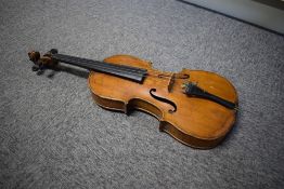 A traditional violin (probably 19th Century, unlabelled) , no case or bow