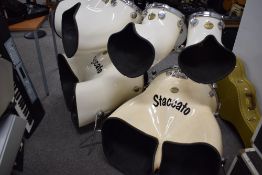 A vintage Staccato Thunderhorn Drum Kit (7 Piece) also included Tama kick drum pedals, bought by